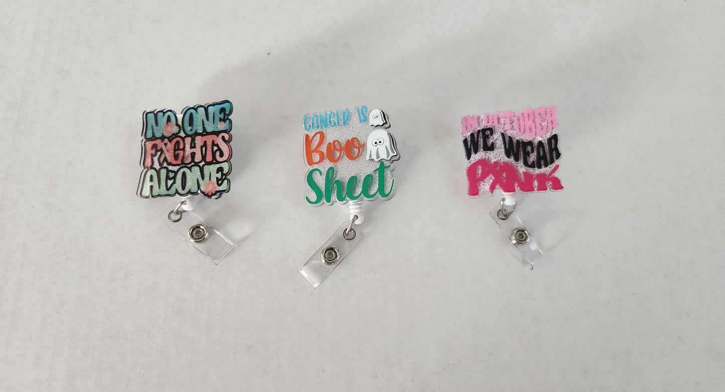 Nursing Badge Reels - October Cancer Month