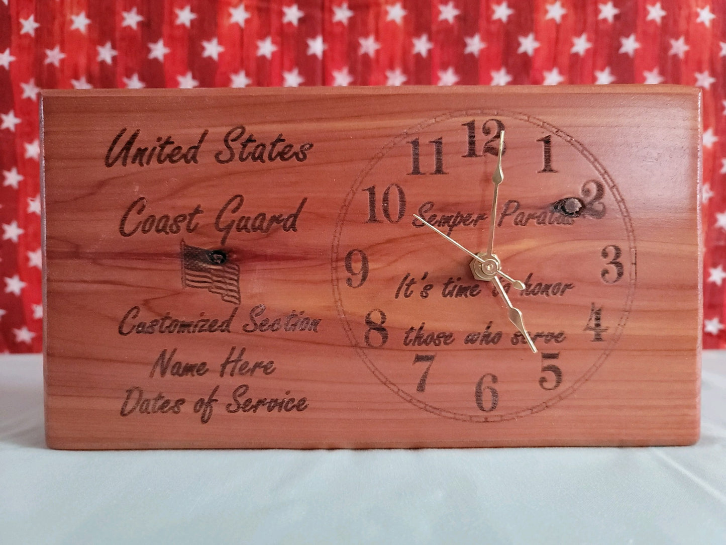 Large  Honor Clock  (8" tall, 13" wide) Customization Available!